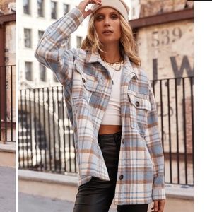 NWT Blue Plaid Shacket SM
